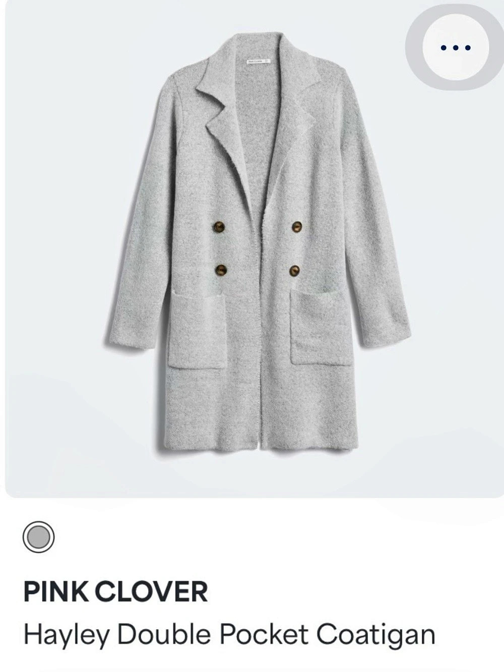 Pink Clover Hayley Double Pocket Coatigan Gray Buttons Pockets Size XL